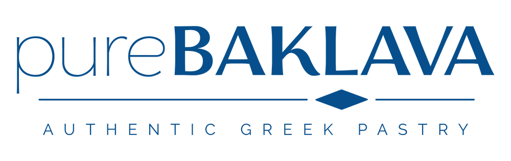 pureBaklava Logo with Authentic Greek Pastry tagline below